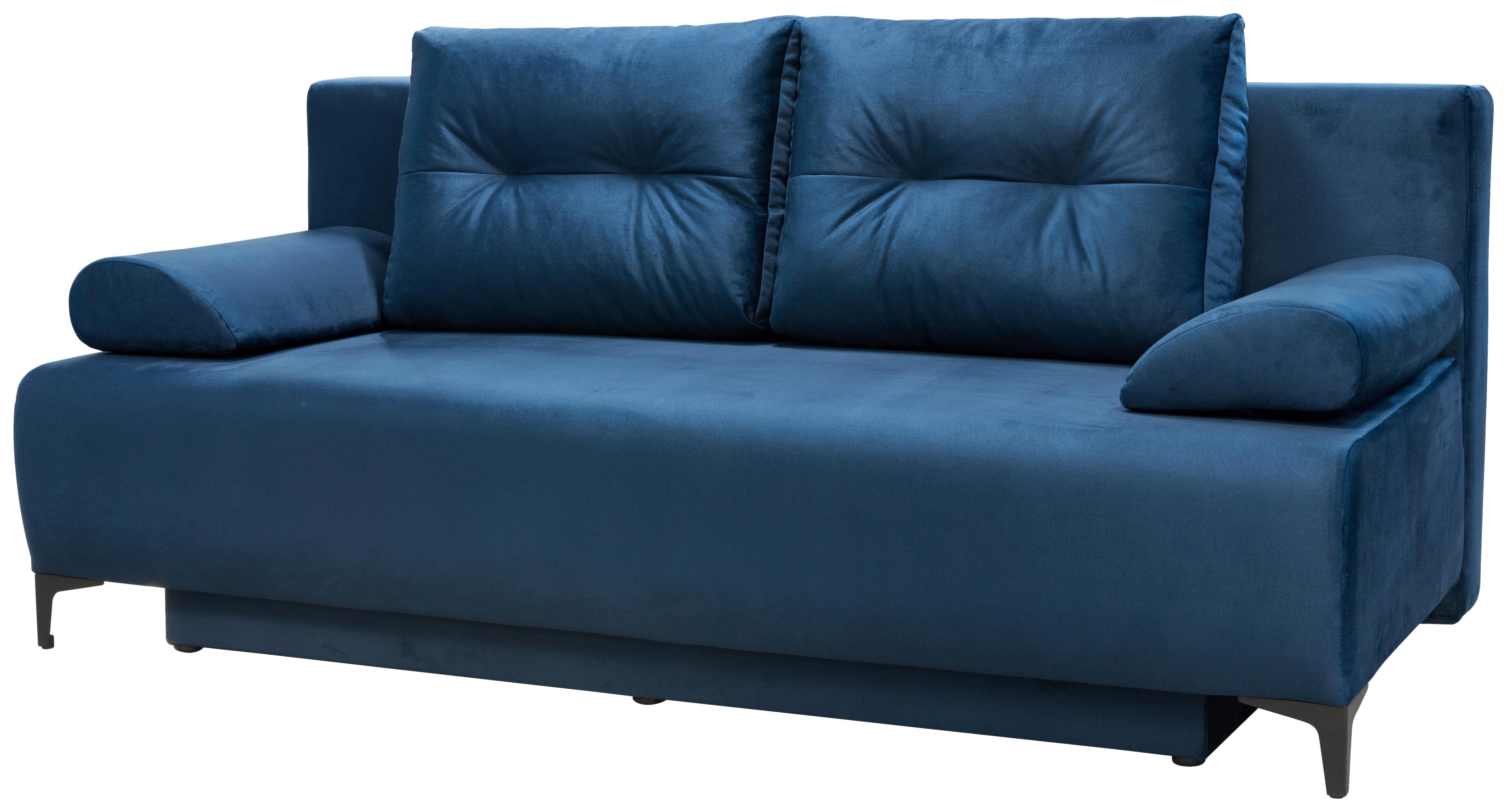 Zofa Boxspring Viera, Temno Modra, Ležišče, Predal - črna/temno modra, Moderno, kovina/tekstil (201/100/105cm) - Mömax