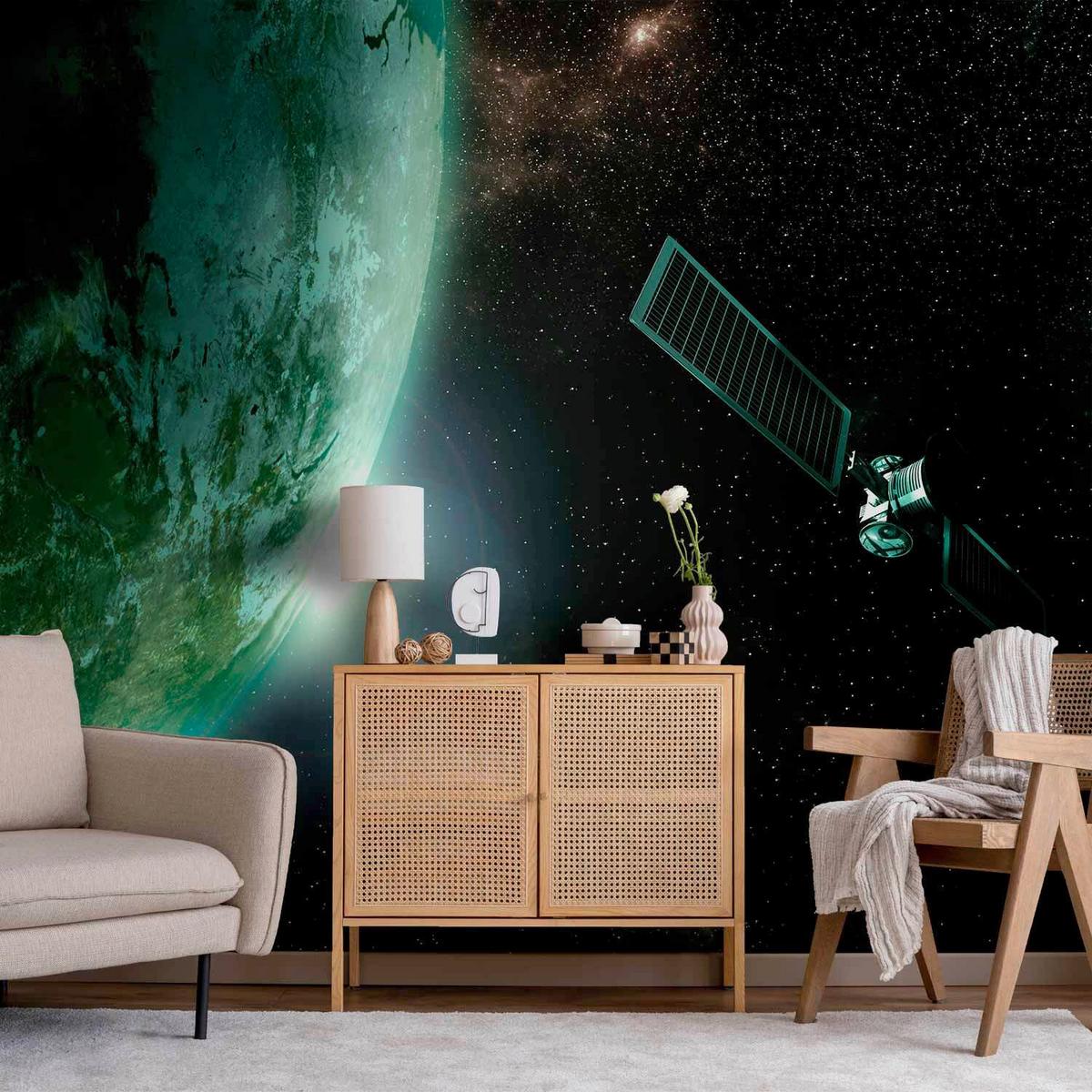 Fototapeta Green Planet, 300x210cm - črna/zelena, Trendi, tekstil (300/210cm) - artgeist