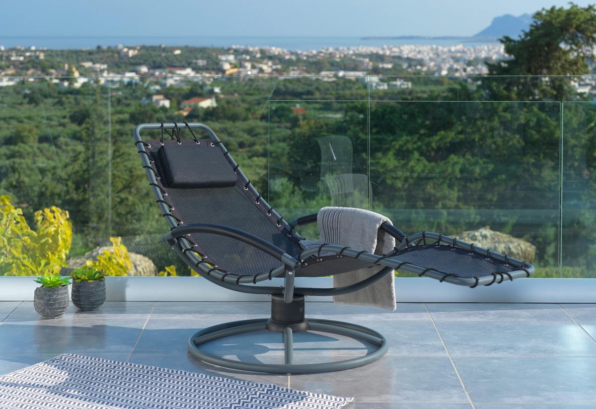 Relaxliege Eleni in Schwarz - Schwarz, Modern, Textil/Metall (168/77/85cm) - Modern Living