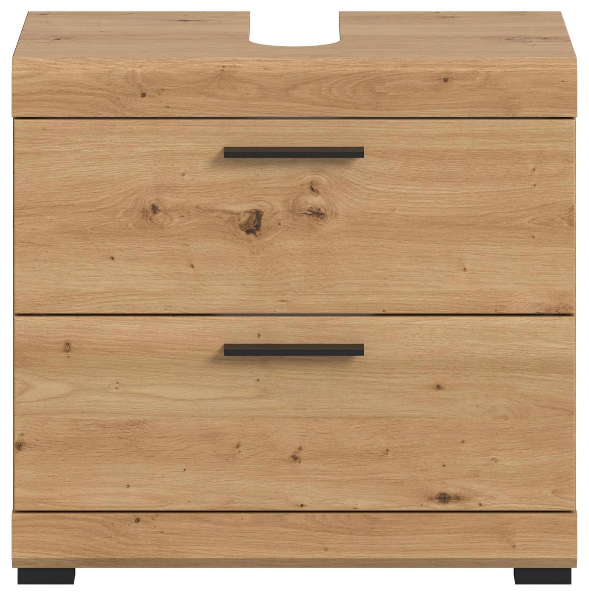 Waschbeckenunterschrank Scout Eiche Artisan - Schwarz/Eiche Artisan, Trend, Holzwerkstoff/Kunststoff (60/56/34cm) - MID.YOU