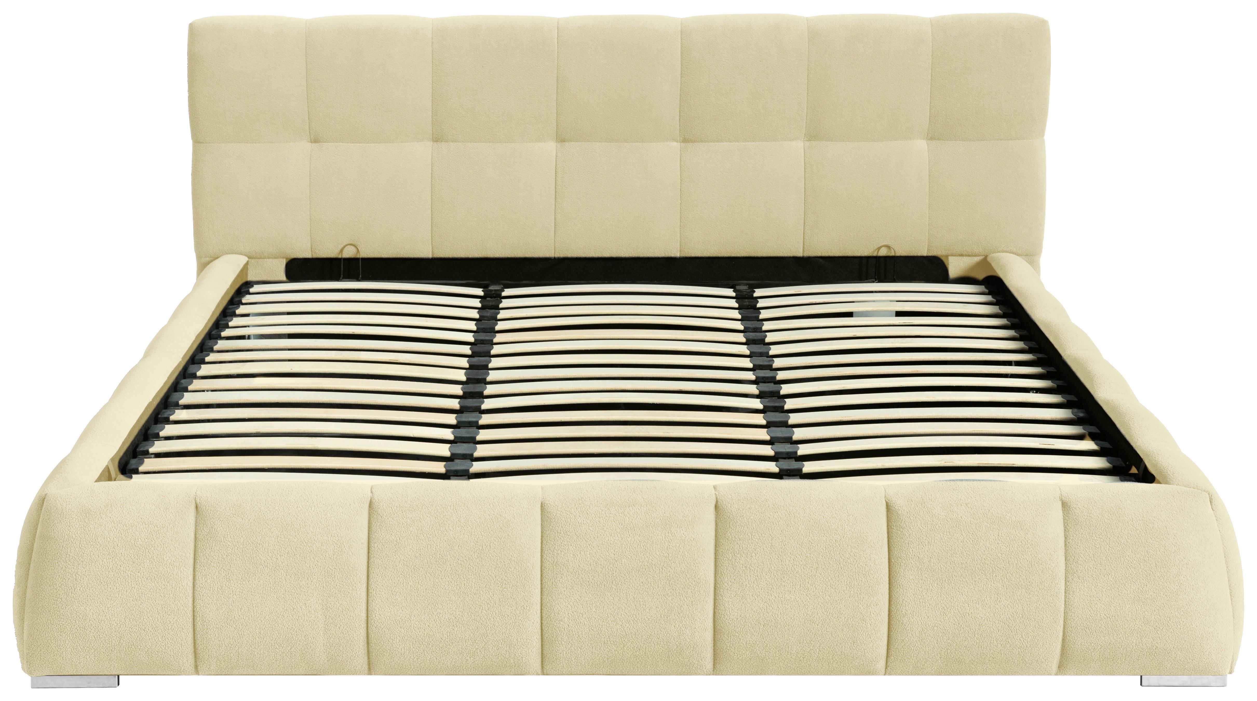 Oblazinjena Postelja Natalia, Bež, 180x200cm - črna/bež, Design, kovina/umetna masa (208/90/228cm) - Livetastic