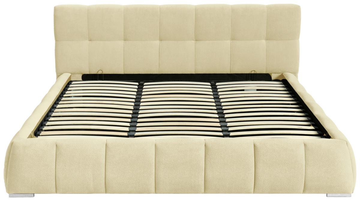 Oblazinjena Postelja Natalia, Bež, 180x200cm - črna/bež, Design, kovina/umetna masa (208/90/228cm) - Livetastic