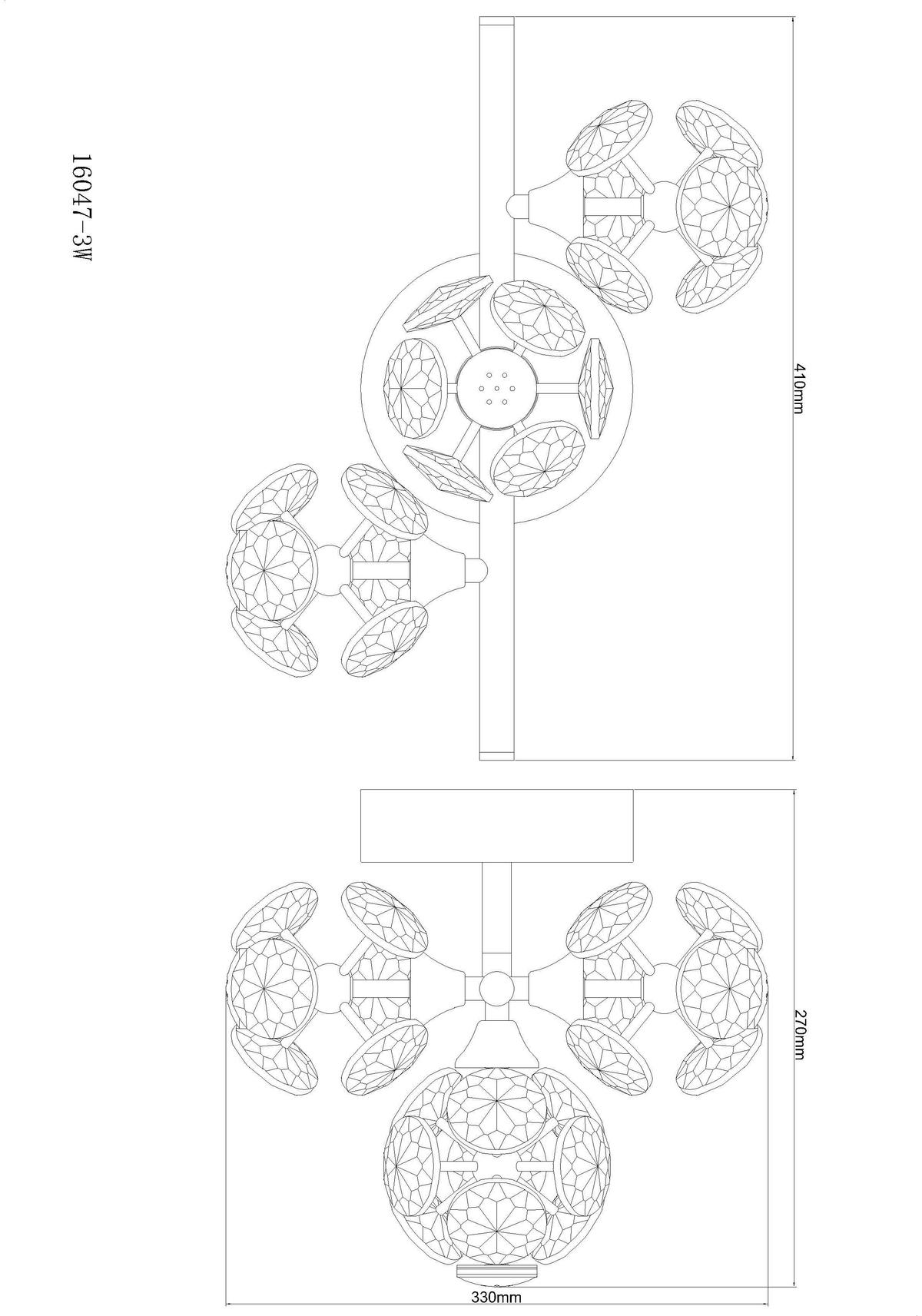 LED-WANDLEUCHTE 16047-3W VIRINA - Klar/Goldfarben, Konventionell, Glas/Metall (41/33/27cm) - Globo