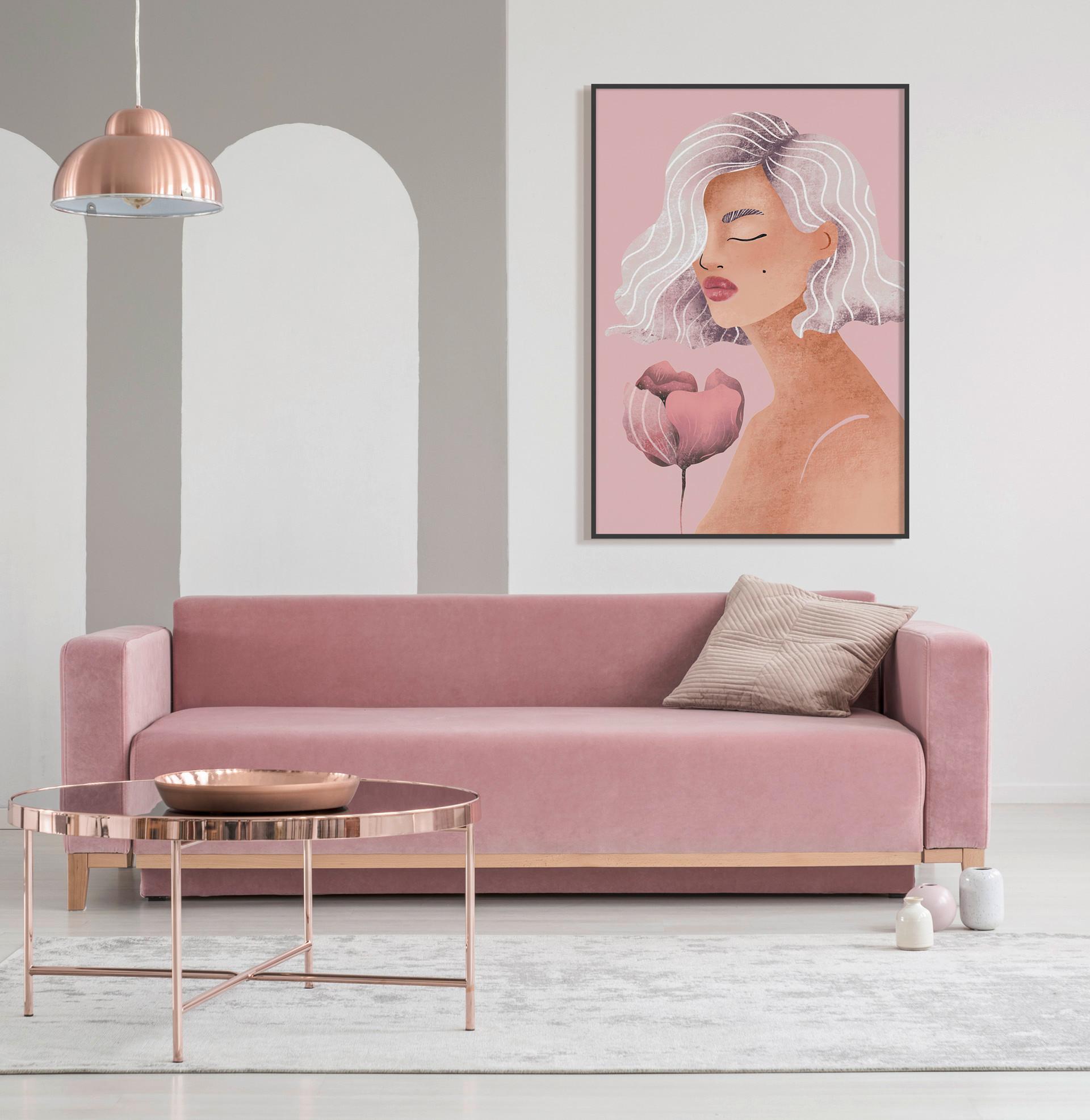 Bild Elena ca. 70x100cm - Beige/Rosa, Holzwerkstoff/Papier (70/100cm) - Modern Living