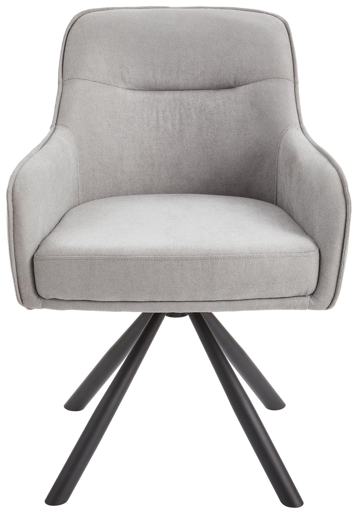 KRZESŁO Z PODŁOKIETNIKAMI ANNA - jasnoszary/czarny, Modern, metal/tkanina (61/85/61cm) - Livetastic