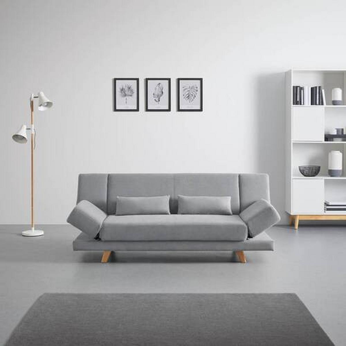 Canapea extensibila FUNKY - gri deschis, Modern, textil (183/73/79cm) - Bessagi Home