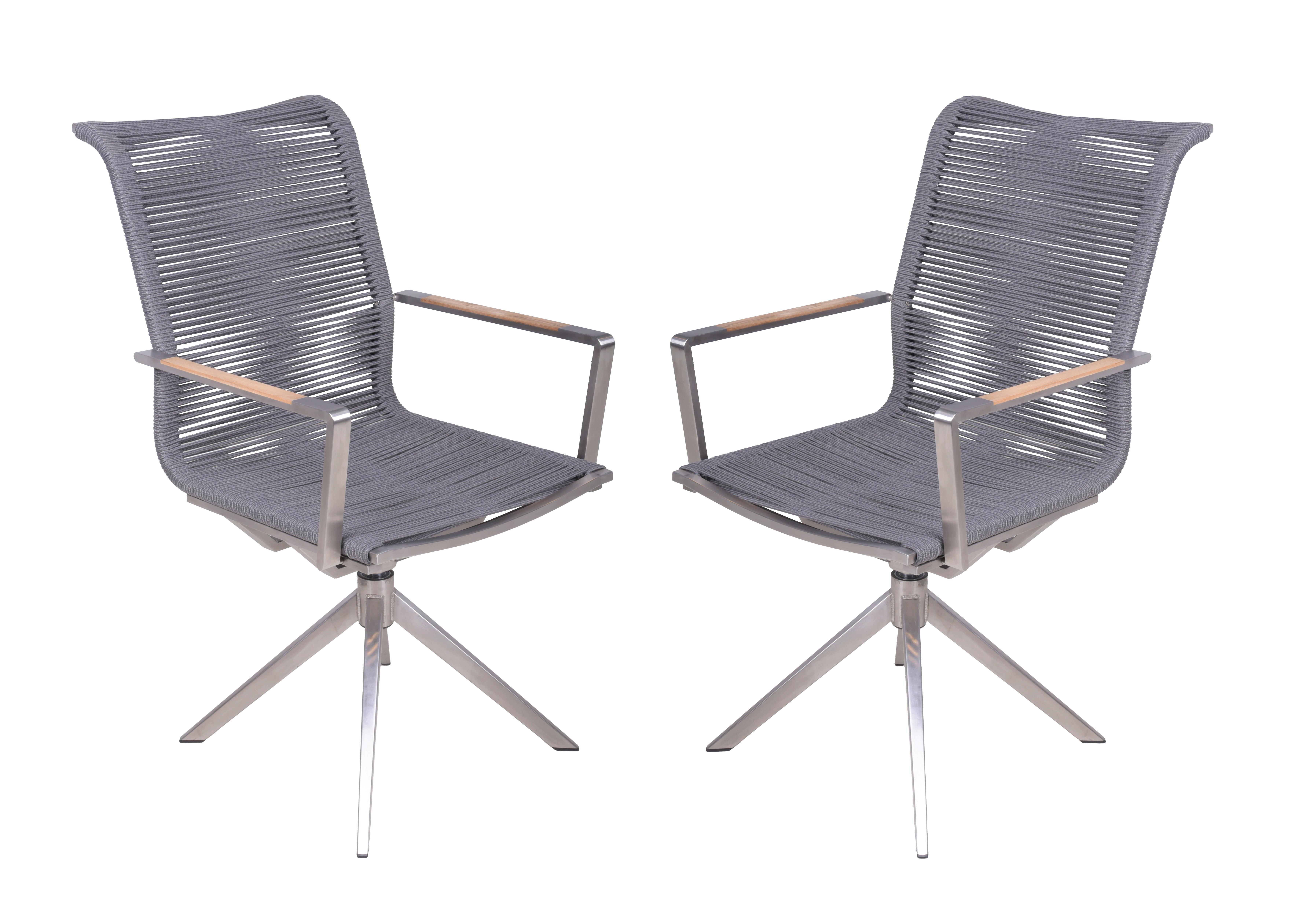 Gartenstuhl-Set Rubiera Anthrazit/Teak 2er-Set - Anthrazit/Silberfarben, Basics, Holz/Kunststoff (63/95/54cm) - Gardenson