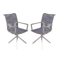 Gartenstuhl-Set Rubiera Anthrazit/Teak 2er-Set - Anthrazit/Silberfarben, Basics, Holz/Kunststoff (63/95/54cm) - Gardenson