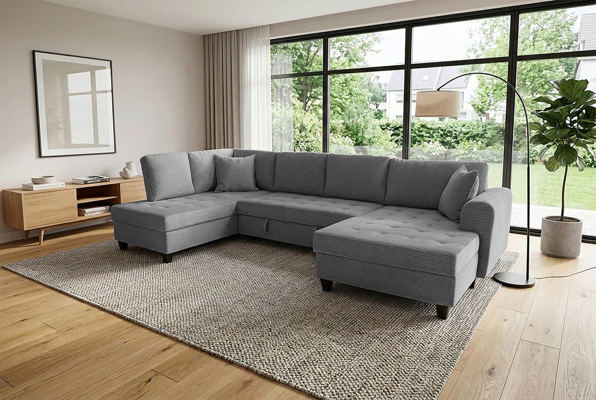 Ugaona Garnitura Moritz - siva, Trend, tekstil (178/324/155cm) - Modern Living