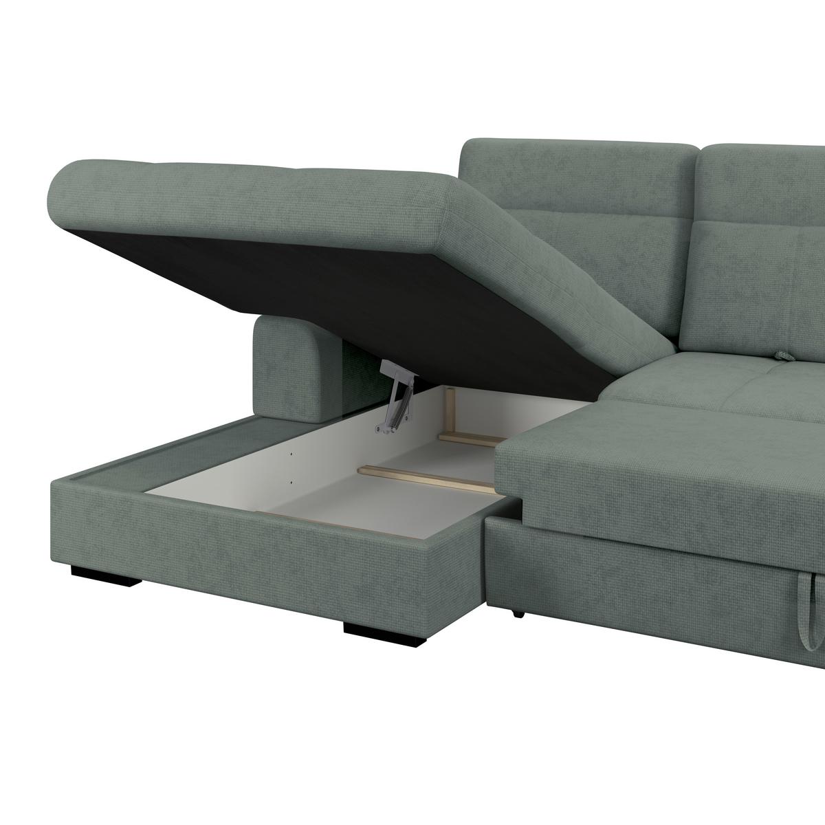 Kutna Garnitura Malaga - zelena/crna, Konvencionalno, tekstil/drvo (203/286cm) - Ondega