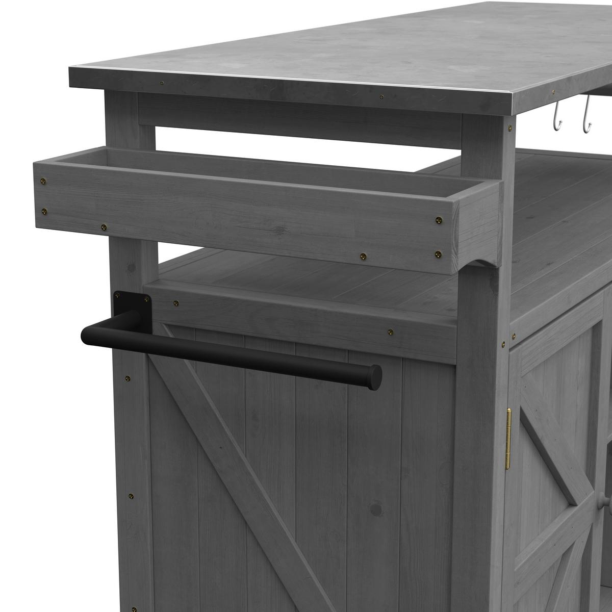 Gartenschrank Jada Grau aus Echtholz - Grau, MODERN, Holz/Metall (128/47/92cm) - Bessagi Garden