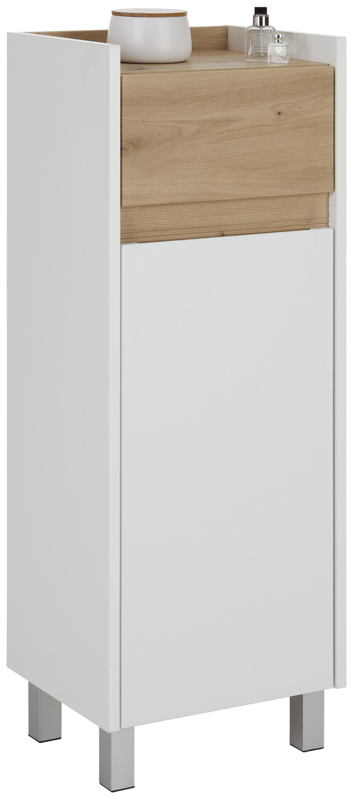 Spodnja Omarica Como -Exklusiv-, Bela, Hrast - barve hrasta/bela, Moderno, umetna masa/leseni material (40/105/33cm) - Premium Living