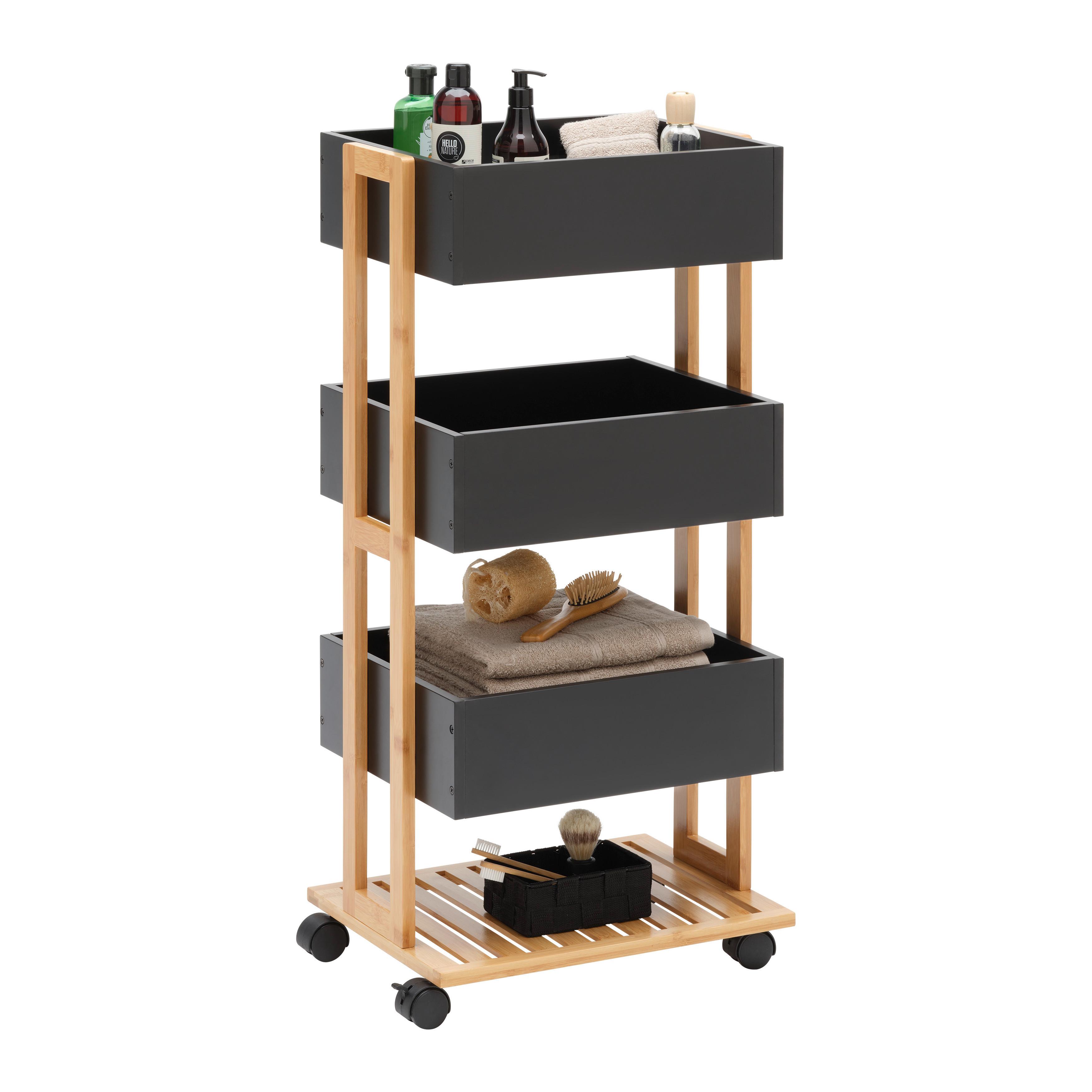 Allzweckwagen Anni in Naturfarben/Schwarz - Schwarz/Naturfarben, Modern, Naturmaterialien/Holzwerkstoff (41,5/88/31,5cm) - Mömax