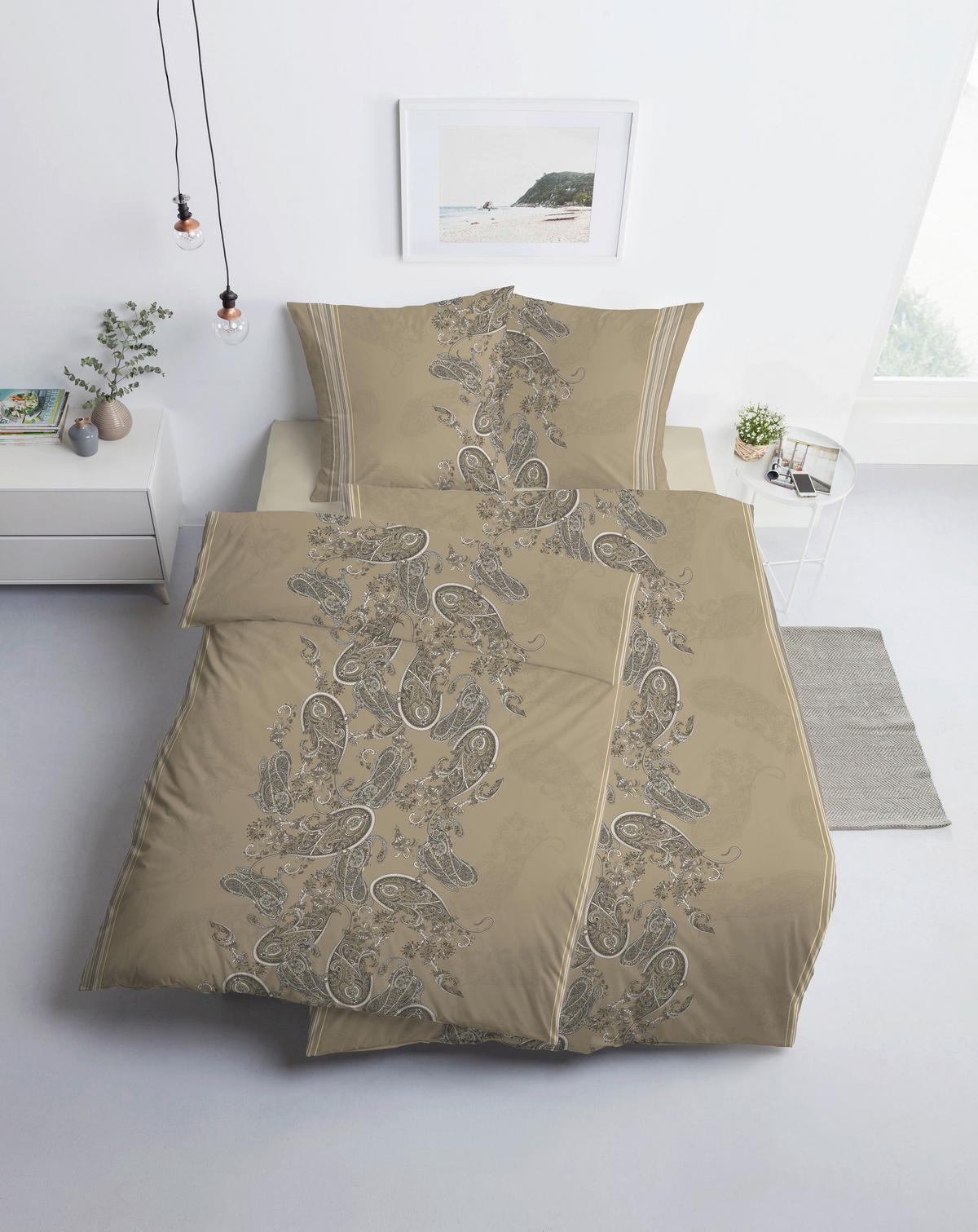 POŚCIEL RAYA - beżowy, Design, tkanina (155/220cm) - Estella