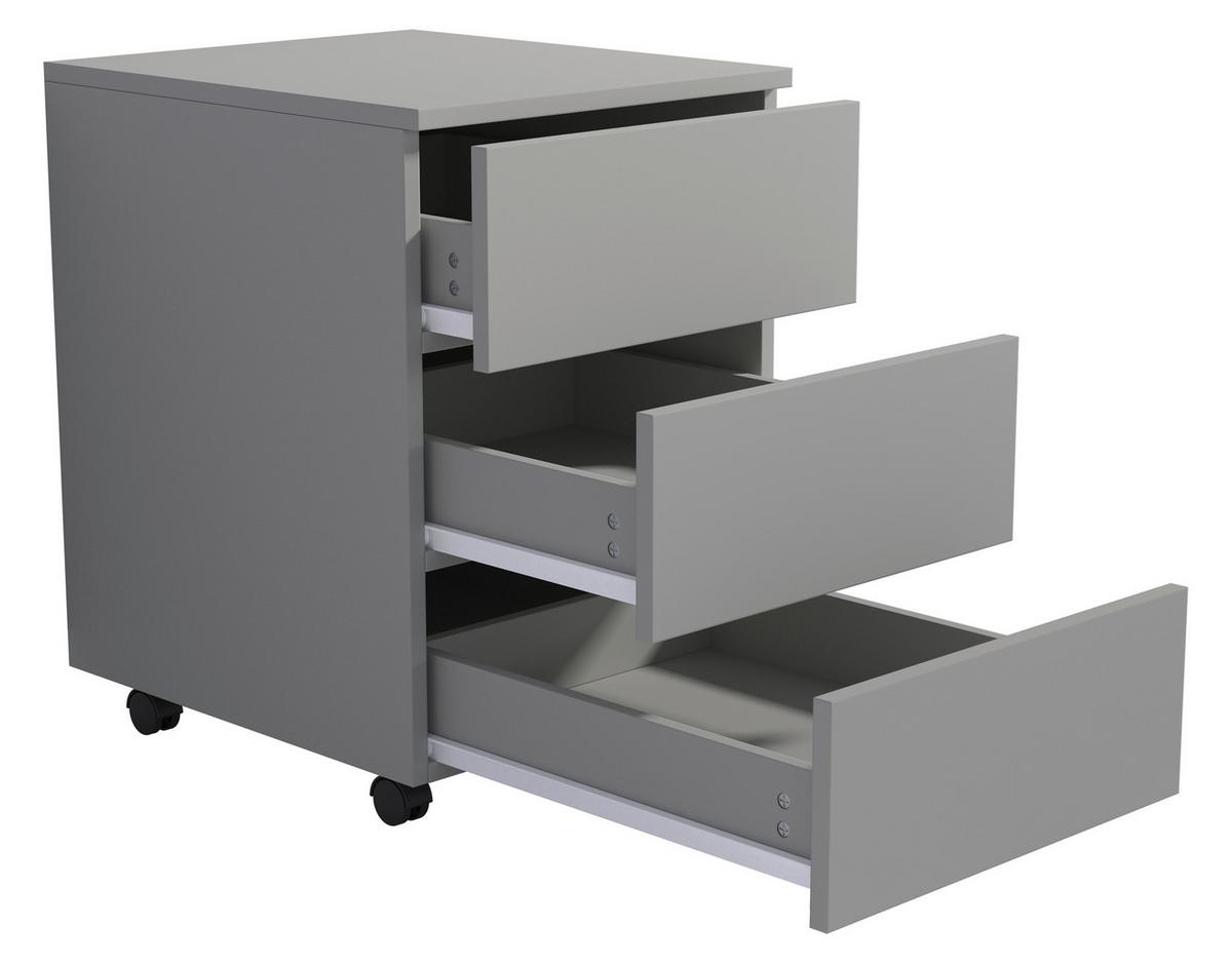 ROLLCONTAINER DALOSA 45 3-SB - Schwarz/Grau, Design, Holzwerkstoff/Kunststoff (39/55/45cm) - MID.YOU