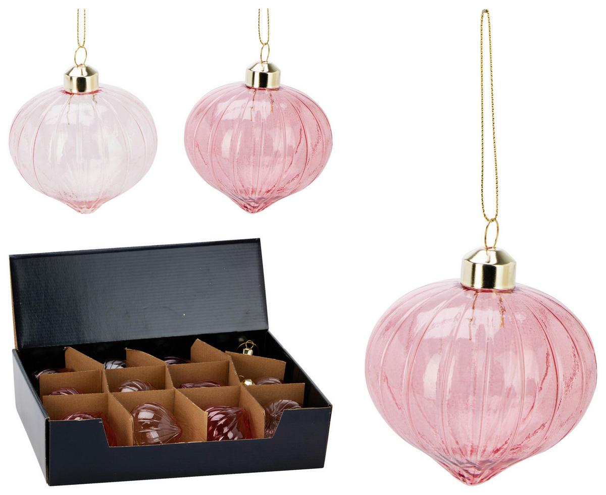 Christbaumkugel ROZE - Hellrosa/Rosa, Glas (8/8/8cm)