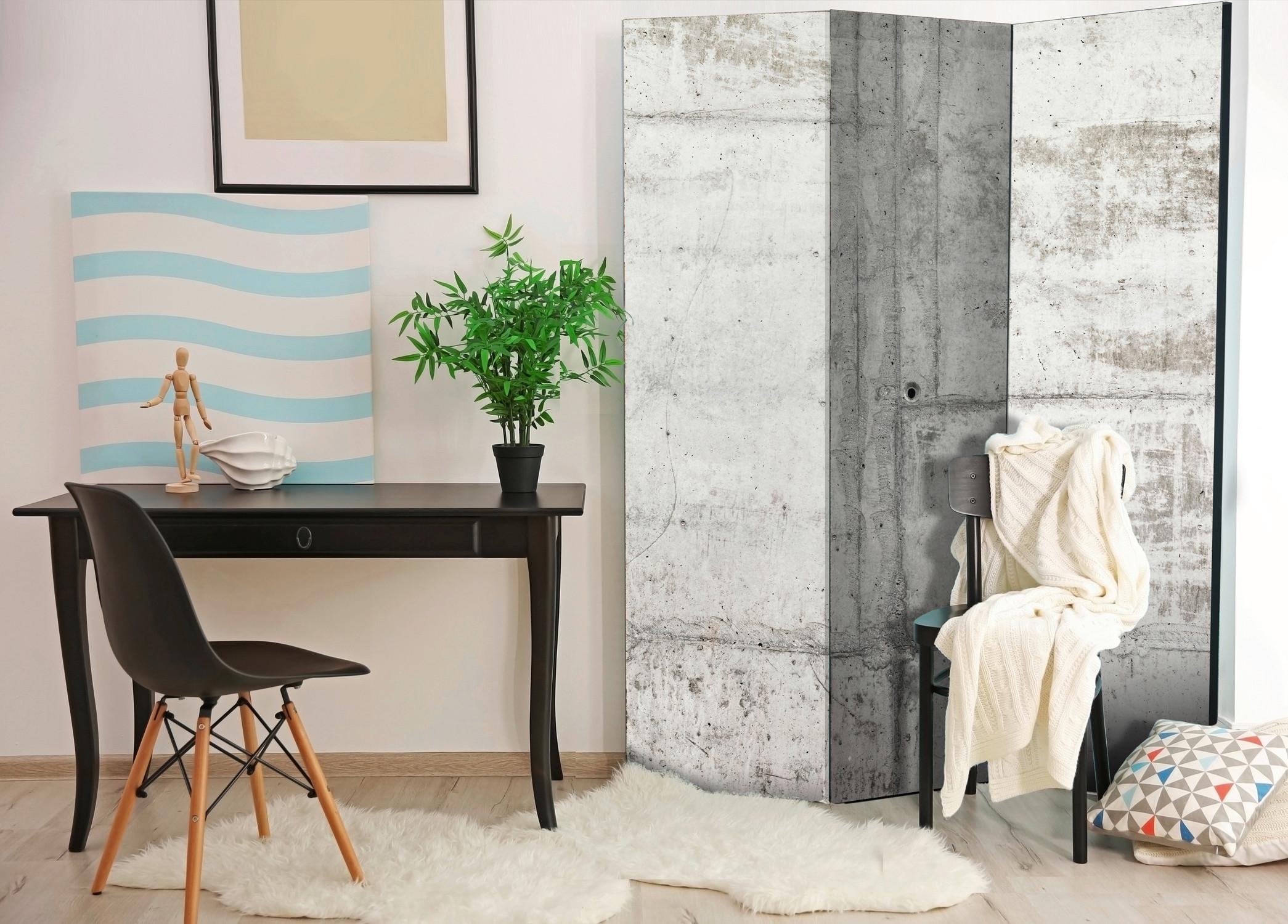 Paravan Urban Bunker, 3-Delni, Dvostranski - bela/svetlo siva, Basics, tekstil/les (135/172/3cm) - artgeist