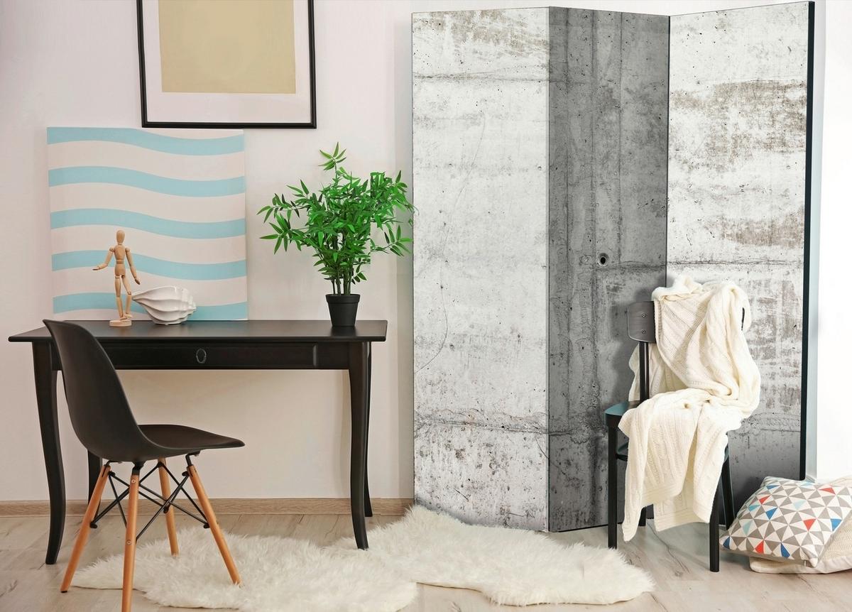 Paravan Urban Bunker, 3-Delni, Dvostranski - bela/svetlo siva, Basics, tekstil/les (135/172/3cm) - artgeist