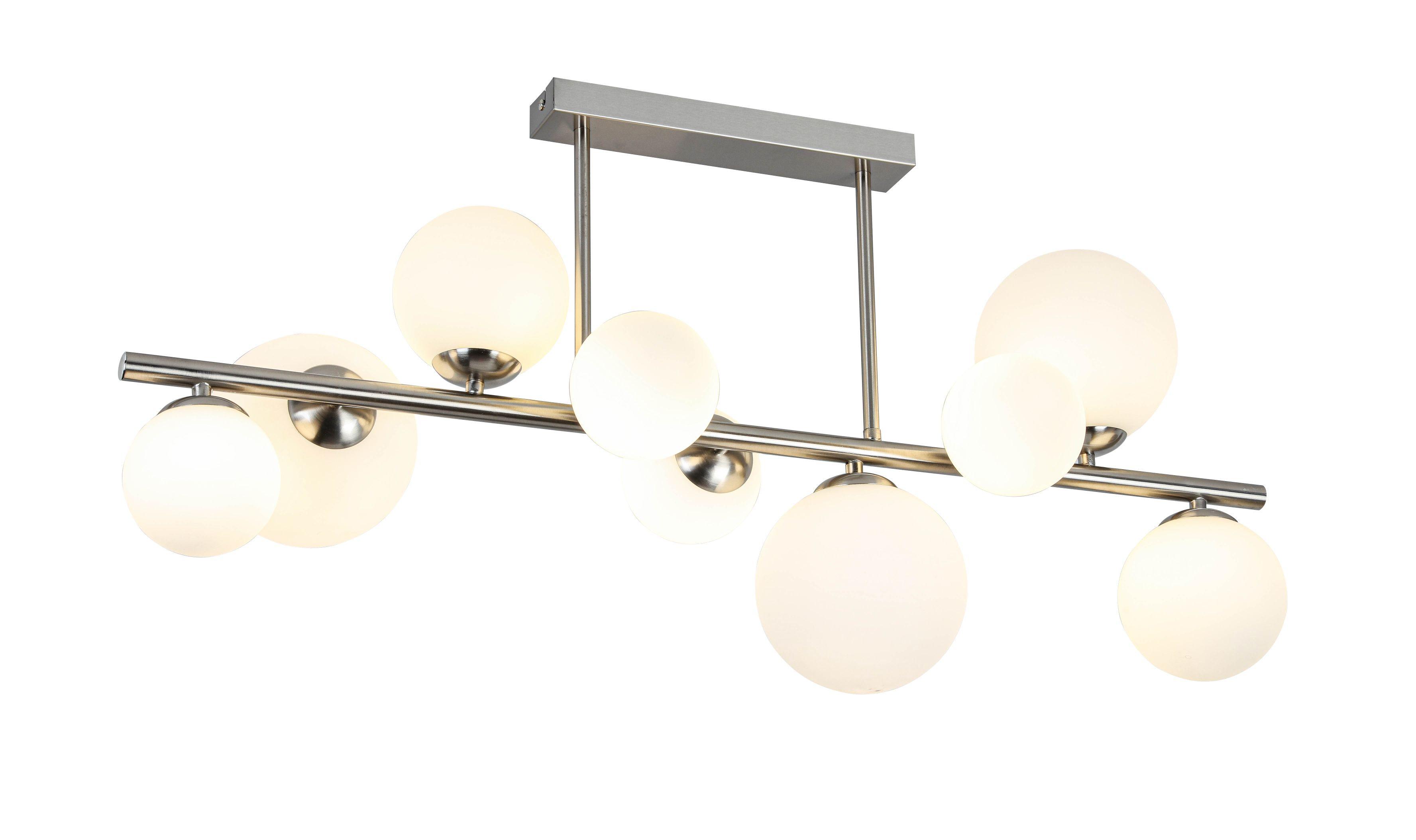 Deckenleuchte Bulbi Weiss/Nickelfarben max. 9x10 W - Weiss/Nickelfarben, Modern, Glas/Kunststoff (90/30/43cm) - Mömax