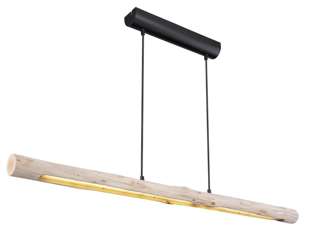 Hängeleuchte Mella in Naturfarben max. 20 Watt - Schwarz/Naturfarben, Basics, Holz/Metall (120/7/150cm) - Globo