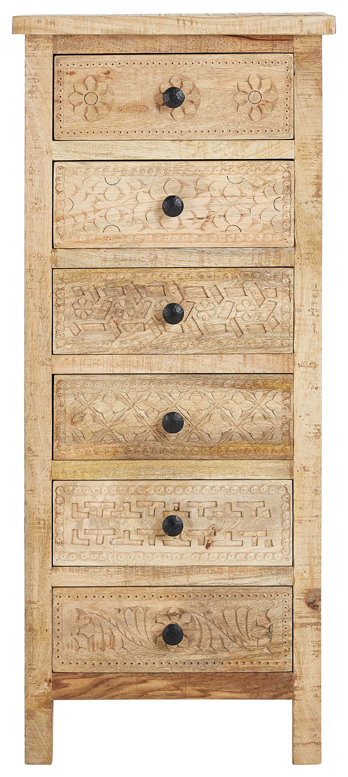 KOMODA CARL - kolor naturalny/czarny, Romantik / Landhaus, metal/drewno (47/110/35cm) - Zandiara