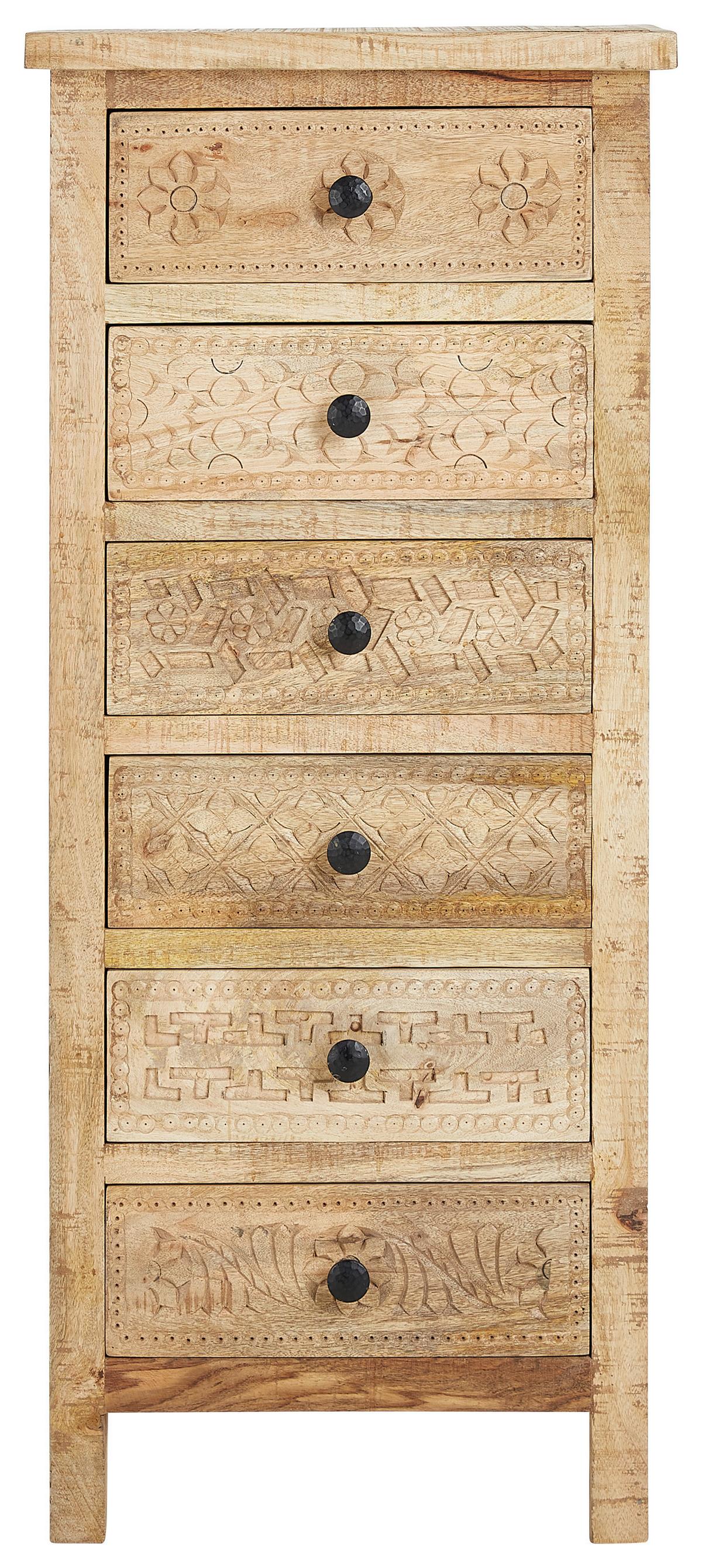 Kommode Carl in Naturfarben - Schwarz/Naturfarben, ROMANTIK / LANDHAUS, Holz/Metall (47/110/35cm) - Zandiara