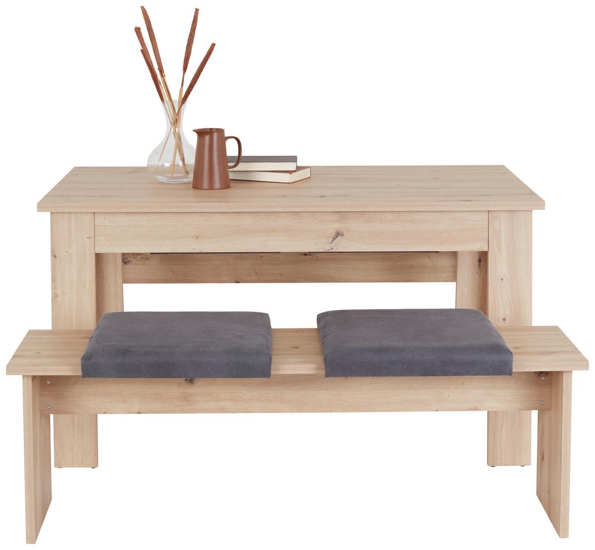 Jedilna Garnitura Pariz, Hrast Artisan, Miza, 2 Klopi - hrast artisan, Konvencionalno, leseni material (137/77/75cm) - Based