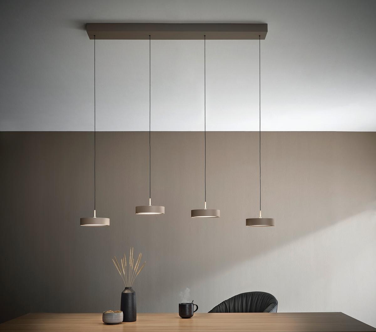 LAMPA WISZĄCA LED BELLEVUE *DK* - kolor piaskowy, Design, metal (118/17,5/180cm) - Dieter Knoll