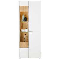 Vitrine aus Eiche Massiv - Weiss/Edelstahlfarben, Modern, Holz/Holzwerkstoff (73/201/40cm) - Premium Living