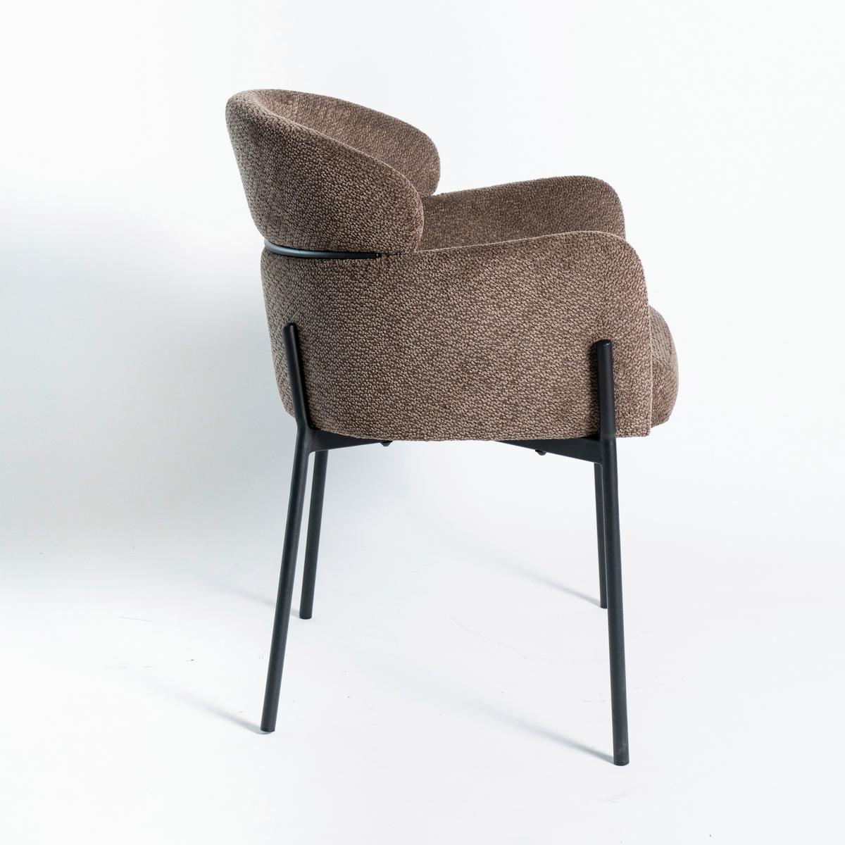 Armlehnstuhl Chloe Braun Webstoff Gepolstert - Schwarz/Braun, MODERN, Textil/Metall (62/79/59,5cm) - Bessagi Home