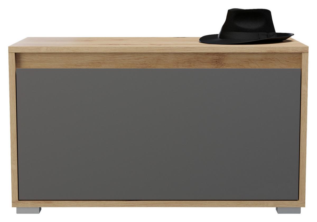 Garderobenbank Torino ca. 76x44x35 cm Eiche/Grau - Silberfarben/Eiche Artisan, MODERN, Holzwerkstoff (76/44/35cm) - MID.YOU