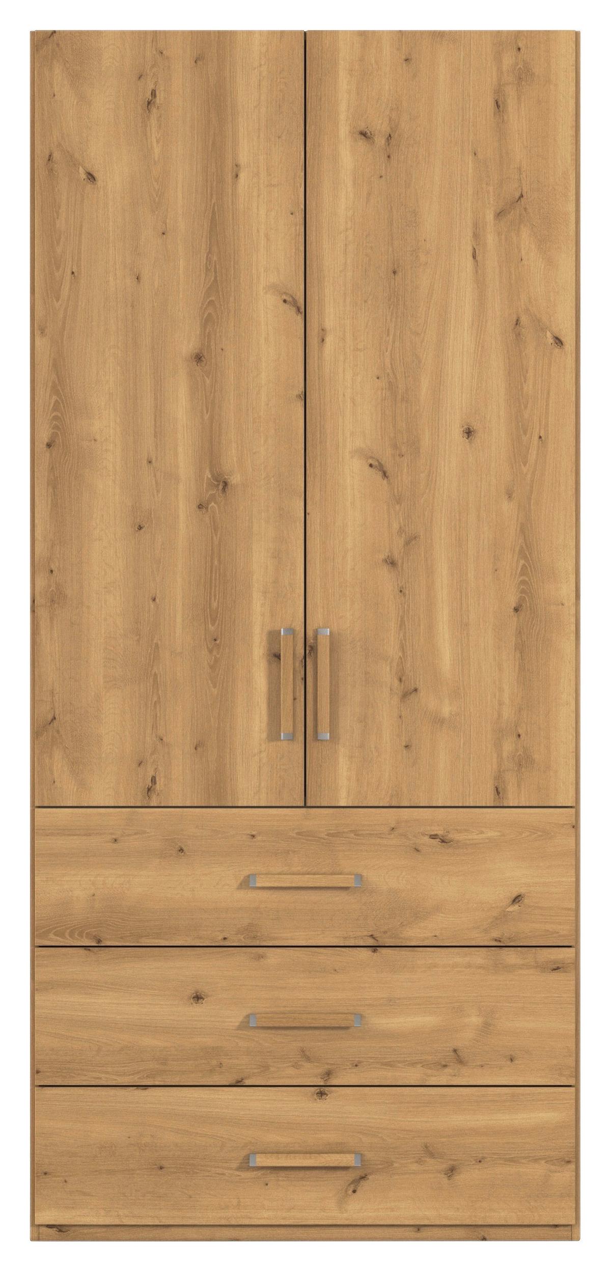 Omara S Klasičnimi Vrati Evelyn, Barva Hrasta - barve hrasta, Design, umetna masa/leseni material (101/223/60cm) - Novel