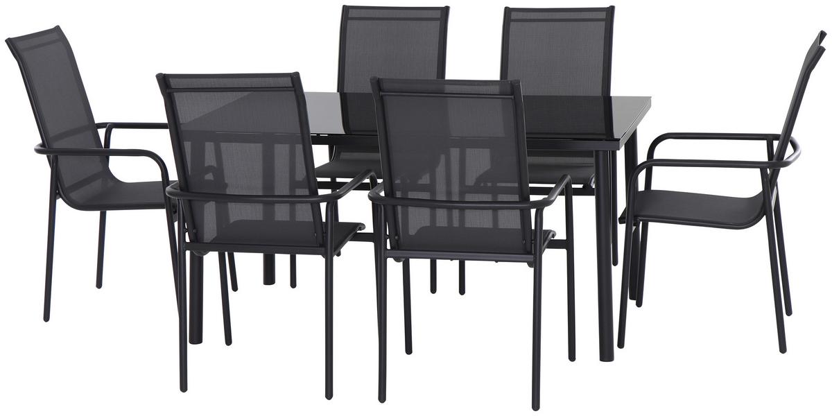 Vrtna Garnitura Torino, Siva, 7-Delno - siva, Moderno, kovina/steklo (90/74/150cm) - Beldano