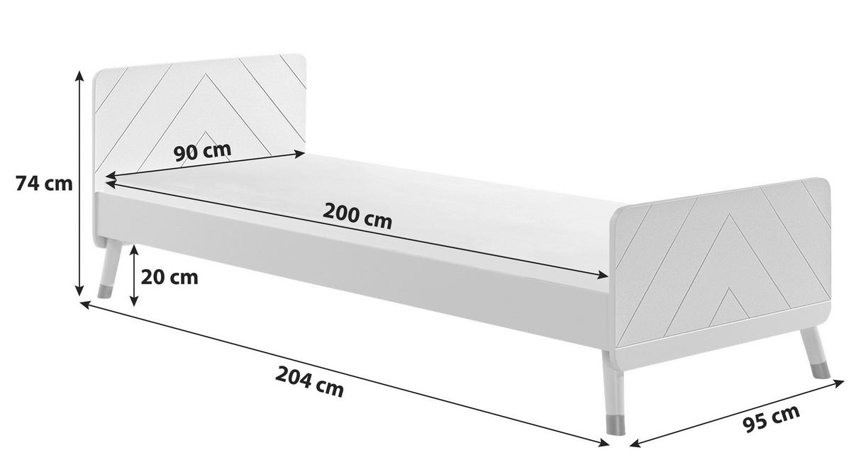 Kinderbett Billy 90x200 cm Grau mit Lattenrost - Grau, KONVENTIONELL, Holzwerkstoff (90/200cm) - MID.YOU