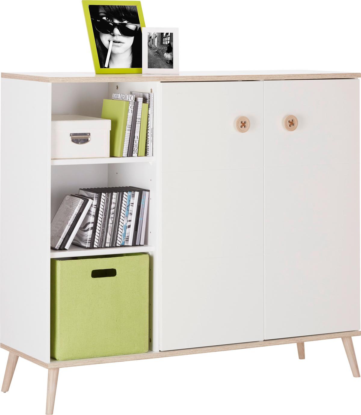 Highboard in Weiss - Weiss/Eichefarben, Modern, Holz/Holzwerkstoff (125/111/40cm) - Mömax