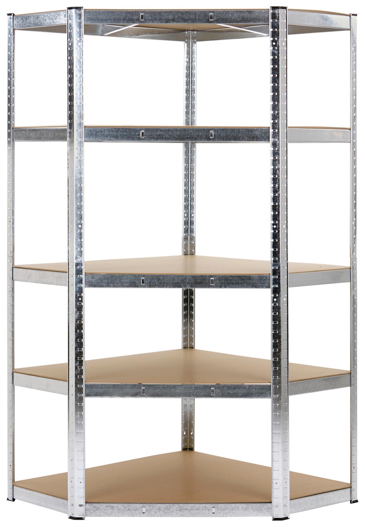 Kotni Regal Z Visoko Nosilnostjo Noah, Srebrna - srebrne barve, Trend, kovina/leseni material (90/40/180cm) - Homezone