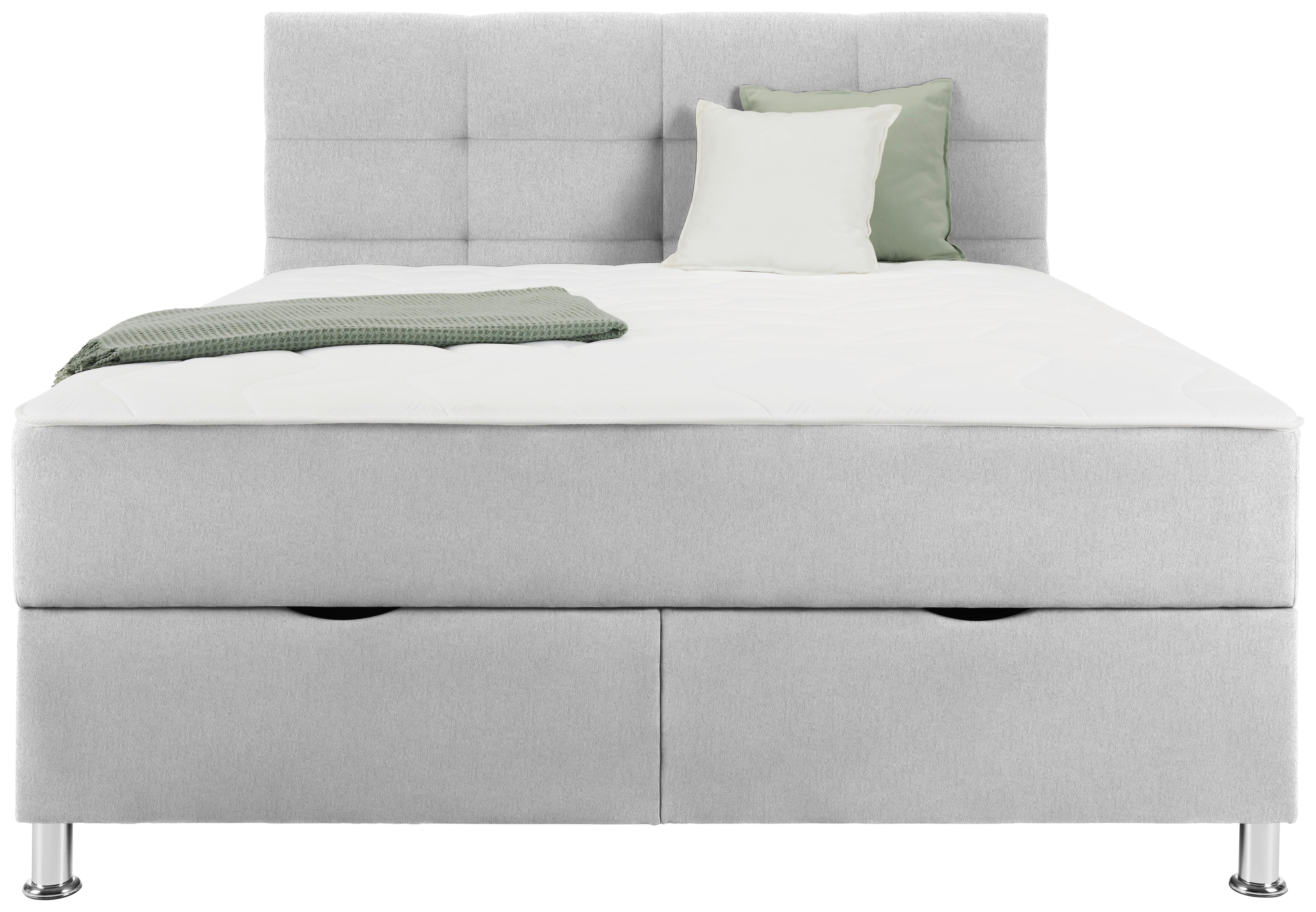 Postelja Boxspring Oviedo, Svetlo Siva, 180x200 - svetlo siva, Konvencionalno, kovina/tekstil (180/200cm) - Mömax
