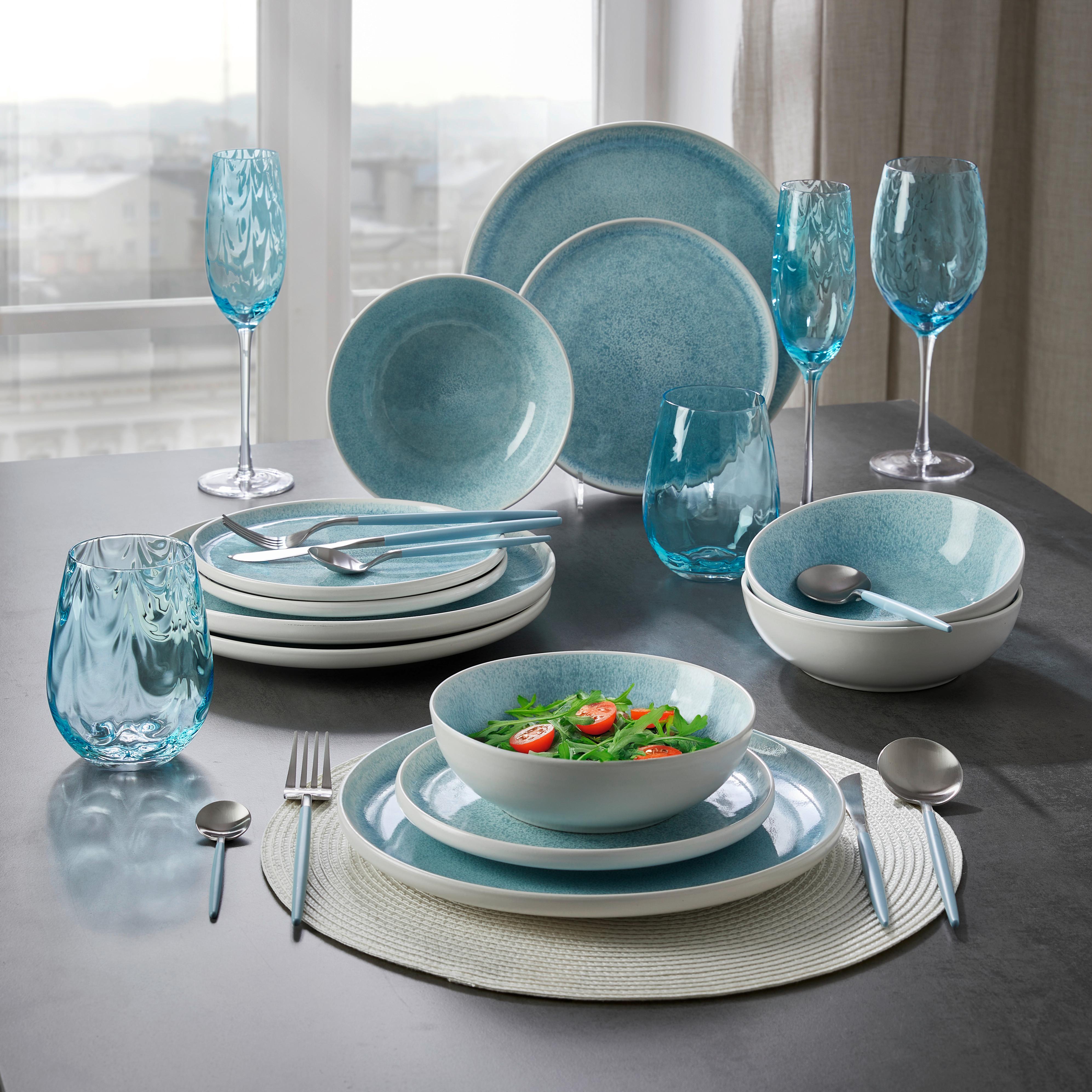 Tafelservice Lividus Blau/Weiß, 12-teilig - Blau/Weiß, MODERN, Keramik - Mömax
