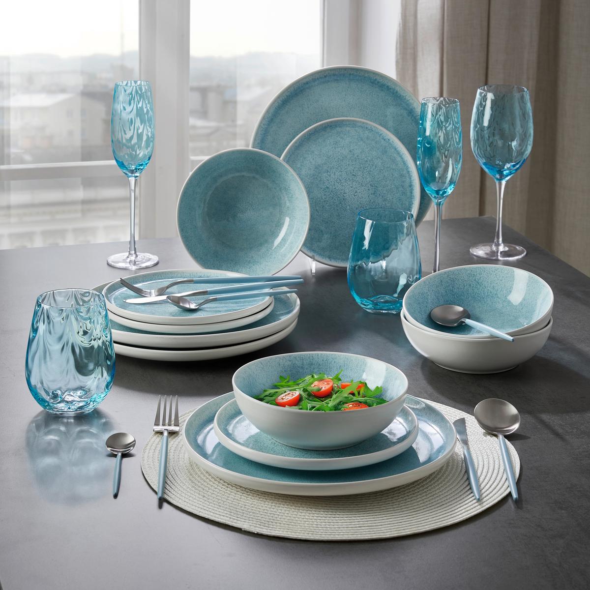 Tafelservice Lividus Blau/Weiß, 12-teilig - Blau/Weiß, MODERN, Keramik - Mömax