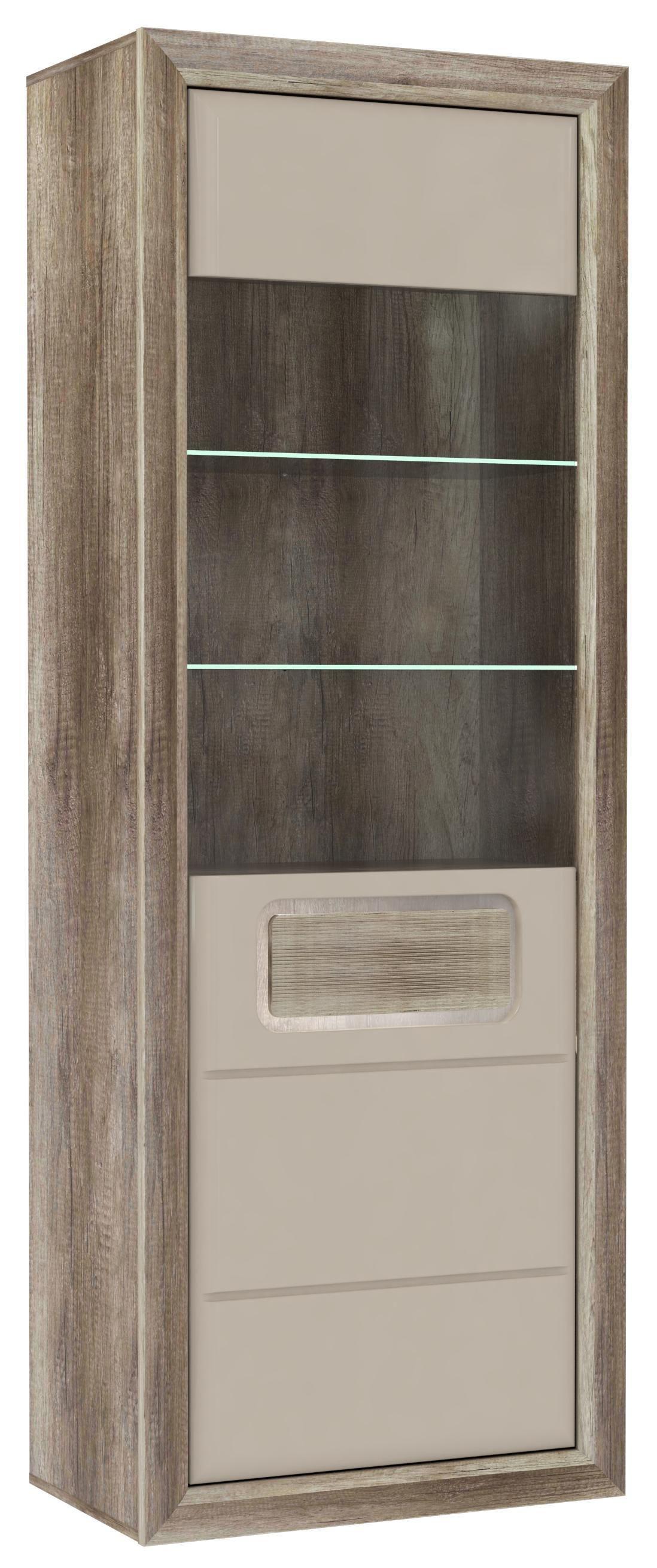 Visoka Vitrina Tiziano - siva/barve hrasta, Moderno, kovina/umetna masa (74/203,5/41,3cm) - Mömax