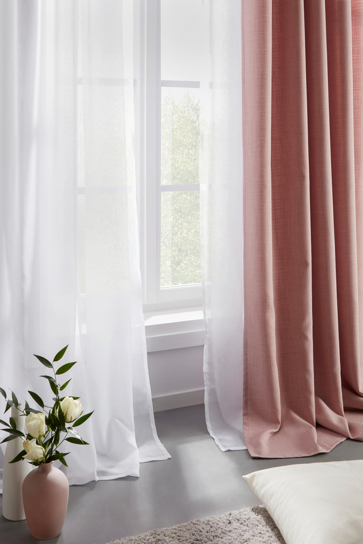 Fertigvorhang Leo in Rosa ca. 135x255cm - Rosa, Textil (135/255cm) - Premium Living