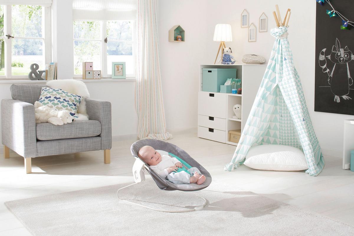 LEŻACZEK ALPHA BOUNCER STRETCH GREY - biały/szary, Konventionell, tkanina (66/49/45cm) - Hauck