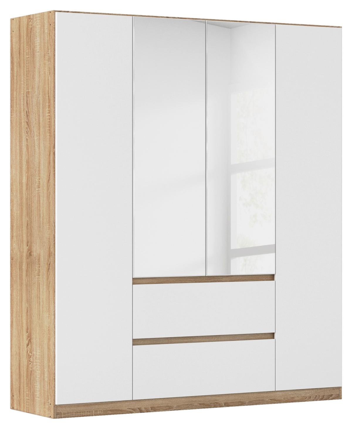 DULAP  USI ROTATIVE MAINZ - alb/culoare lemn stejar, Basics, material pe bază de lemn (181/210/54cm) - Modern Living
