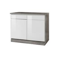 Küchenunterschrank "Cardiff" Weiss - Weiß Hochglanz/Weiß, Basics, Holzwerkstoff (100/85/60cm) - Held
