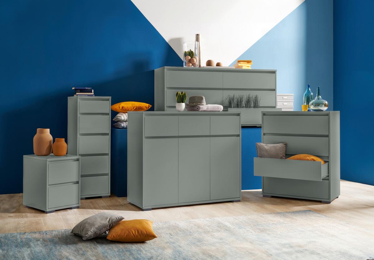 KOMODA LINE - zielony/antracytowy, Design, materiał drewnopochodny/tworzywo sztuczne (80/103/48cm) - Carryhome