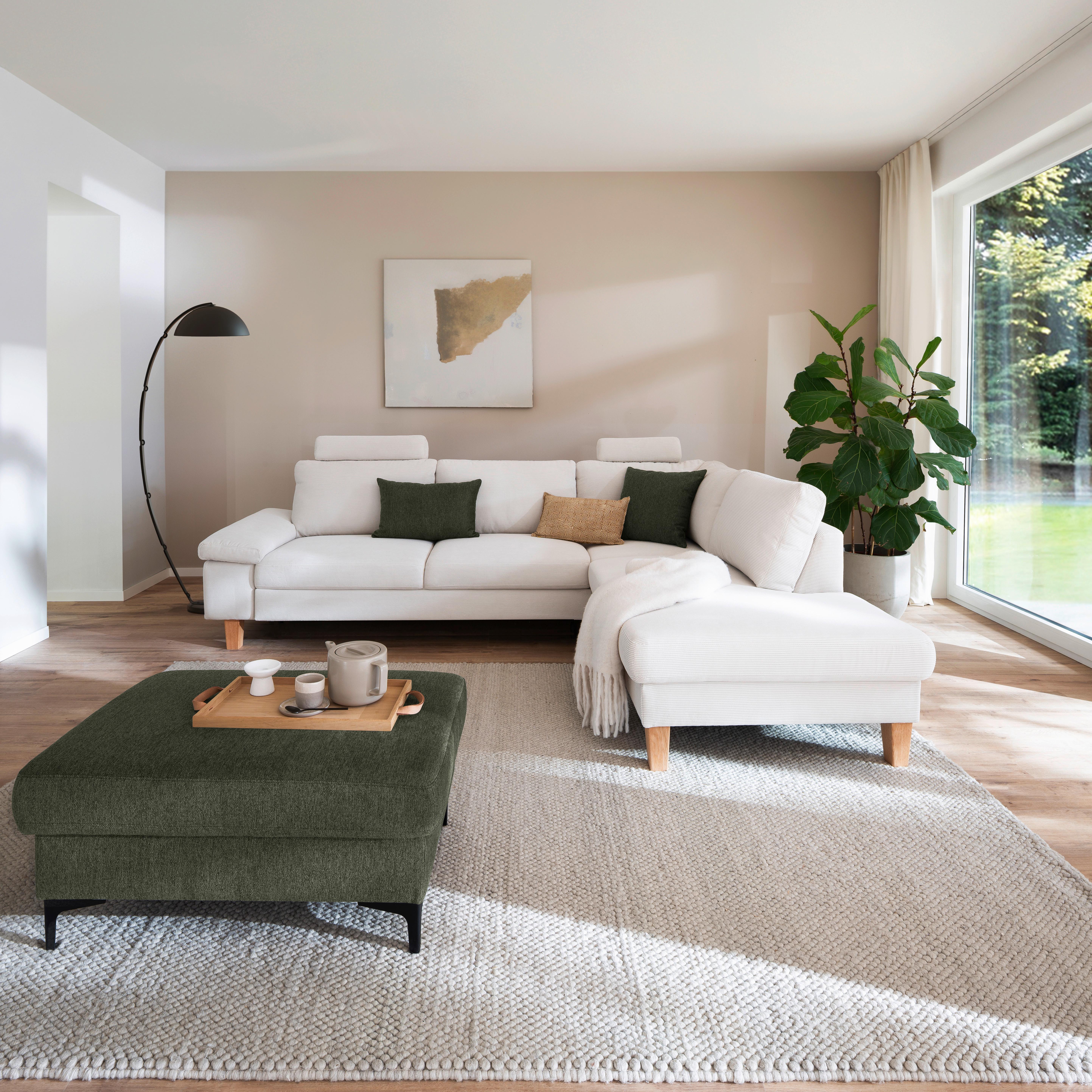 Wohnlandschaft Corvara Weiß - Weiß, KONVENTIONELL, Holz/Holzwerkstoff (286/86/220cm) - Premium Living