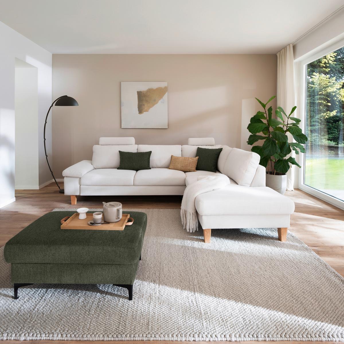 Wohnlandschaft Corvara Weiß - Weiß, KONVENTIONELL, Holz/Holzwerkstoff (286/86/220cm) - Premium Living