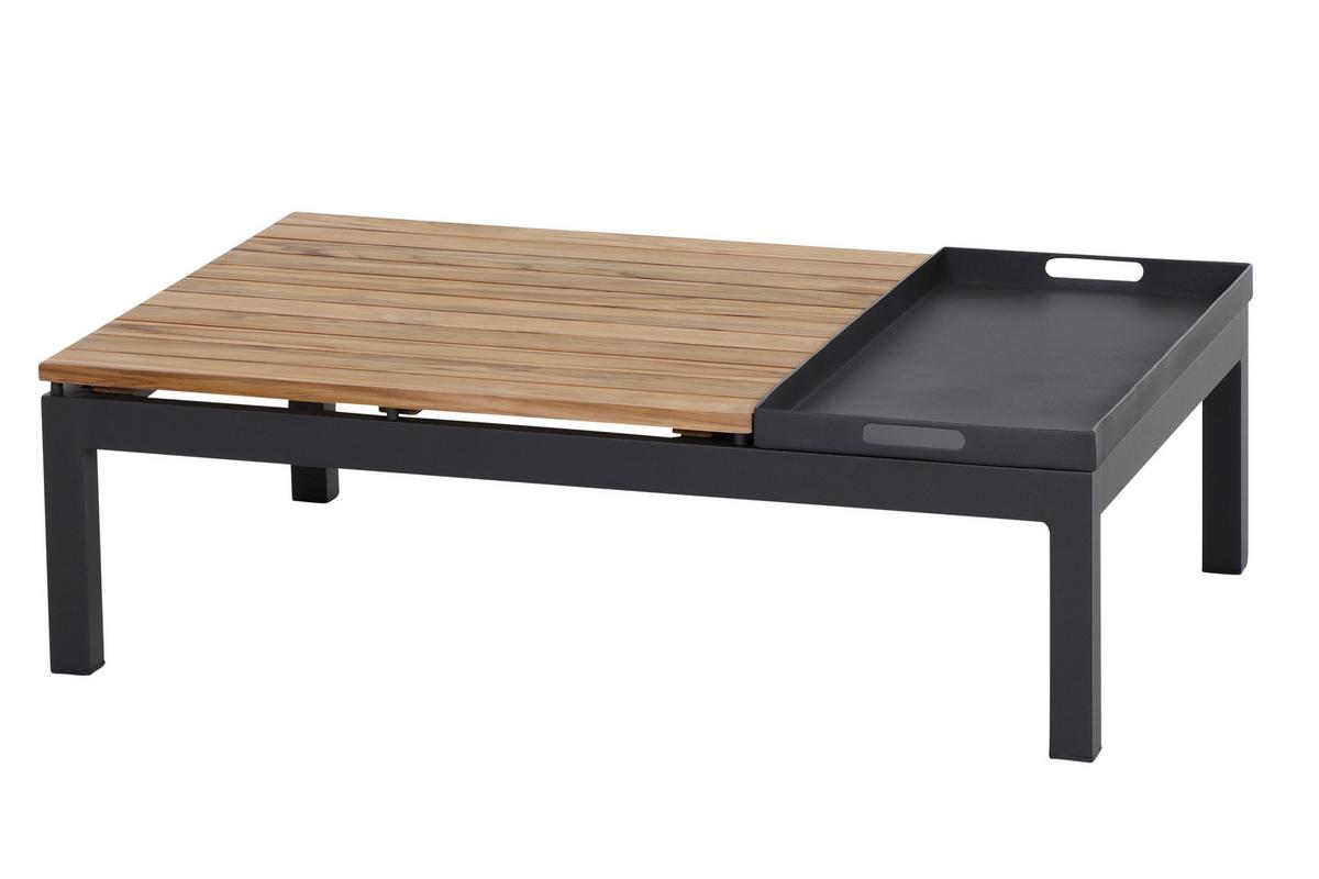 Modul-Loungegarnitur 4-tlg. Grau Teakholz - Anthrazit/Grau, KONVENTIONELL, Holz/Textil (252/84/252cm) - Siena Garden