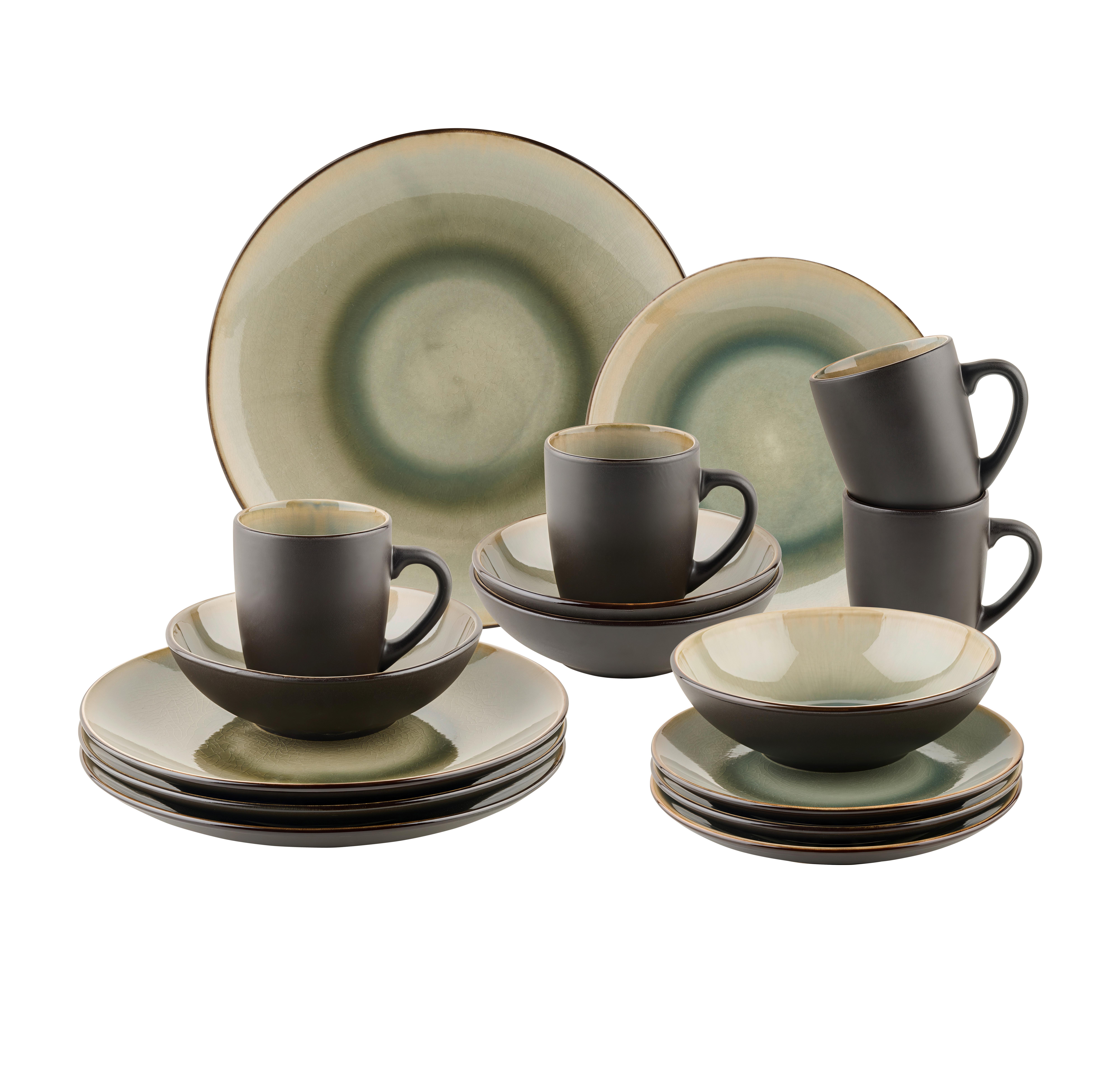 Kombiservice Turin Grau, 16-teilig - Grau, Basics, Keramik - Mömax