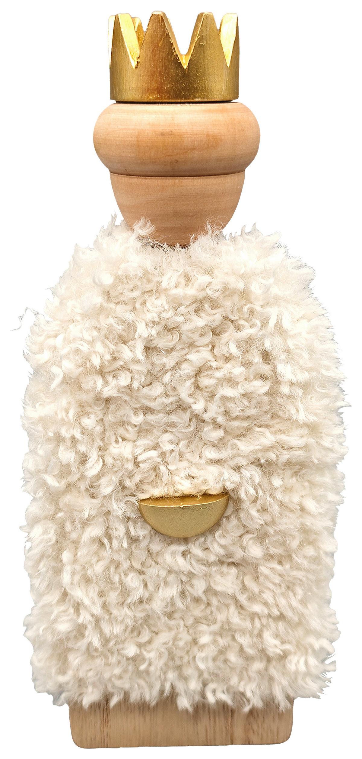 Weihnachtsfigur Luis Weiß/Naturfarben ca. 20,5cm - Weiss/Naturfarben, Konventionell, Holzwerkstoff/Textil (8/20,5/1,5cm) - Mömax